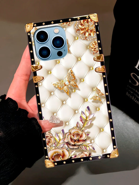 1 butterfly sheepskin textured phone case, suitable for iPhone 15 ProMax/14Plus/Samsung Galaxy S24 Ultra/S23 FE/A55/A15 models
