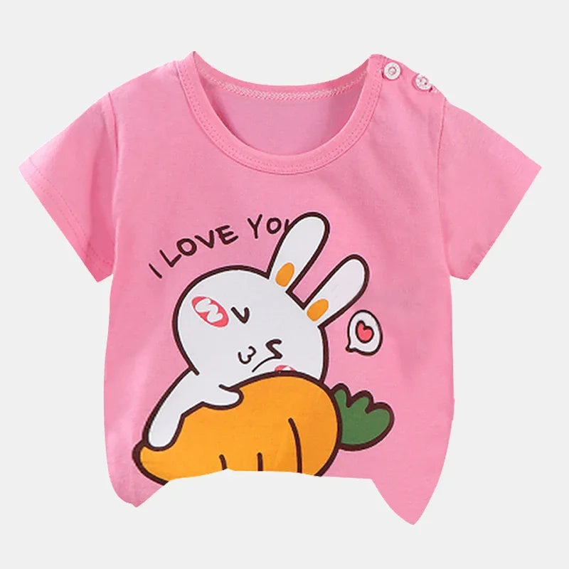 Children's  Cartoon Print T-Shirt  Short Sleeve 100% Cotton