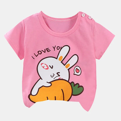 Children's  Cartoon Print T-Shirt  Short Sleeve 100% Cotton