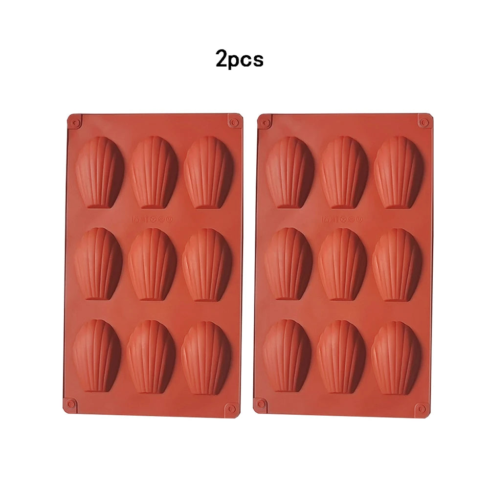 1/2‑Pack Silicone 9‑Cavity Madeleine Mold