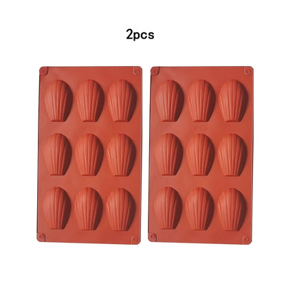 1/2‑Pack Silicone 9‑Cavity Madeleine Mold
