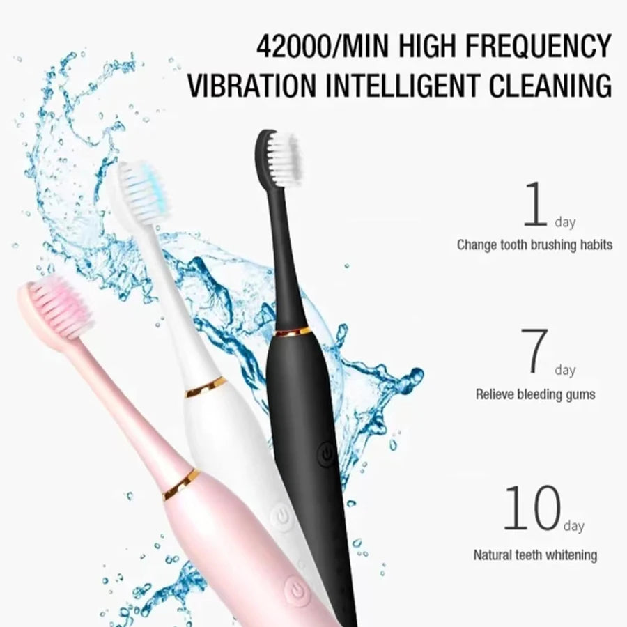 Electric Ultrasonic Toothbrush (Six‑Speed, Smart Sonic, Waterproof, Adult Couple Set)