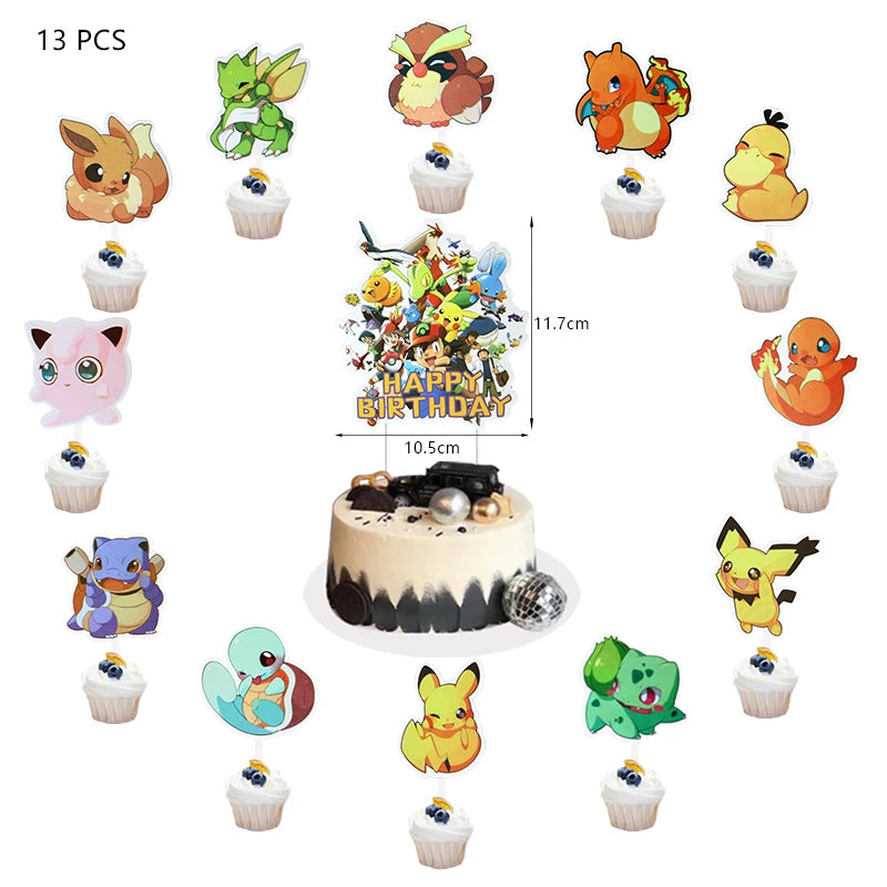 Pikachu Birthday Party Decoration Set (Backdrop · Balloons · Tableware · Kids Party Kit)