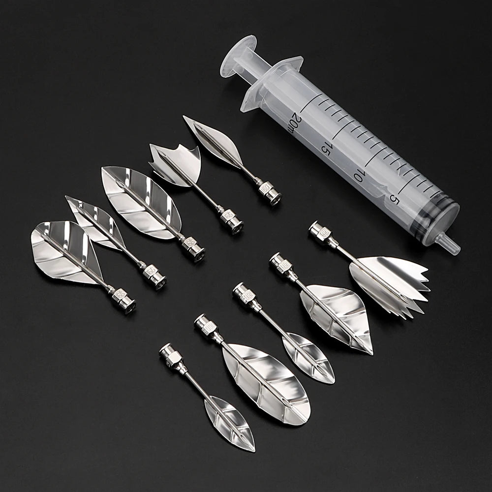 10 pcs Pudding Nozzle +1 Syringe Tools Jelly Cake Jello Gelatin Tools Cake Decorating Tools 3D Jelly Flower Art Tools