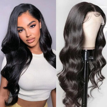 Ash Blonde Body Wave Lace Front Wig – Pre‑Plucked Long Wavy Synthetic Lace Frontal for Women
