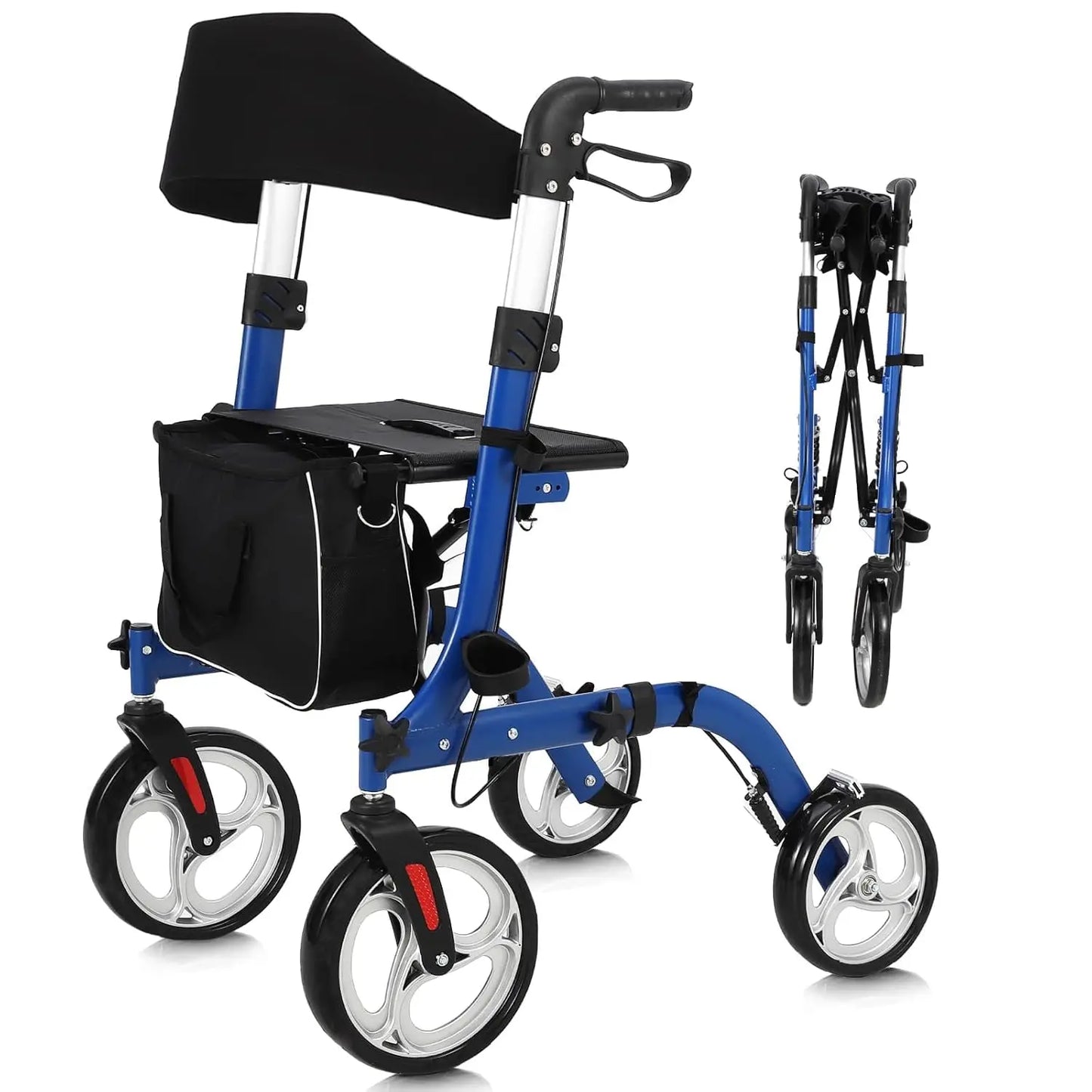 All‑Terrain Rollator Walker with Seat (Foldable Aluminum, Adjustable Height)