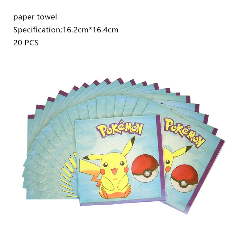 Classical Pikachu Birthday Party Decoration Set (Backdrop · Balloons · Tableware · Kids Event Supplies)