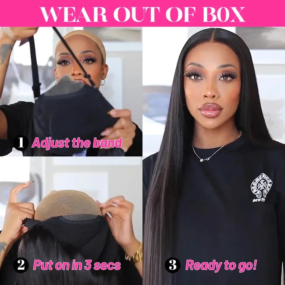 Wear & Go Glueless Bone Straight Wig (30–34 Inch · 13×6 / 6×4 HD Lace · Human Hair)