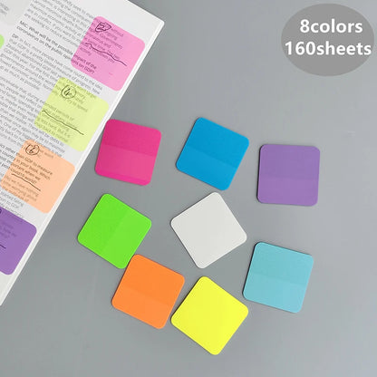 160 Pack Multipurpose Waterproof Durable Fluorescent/Solid Sticky Notes
