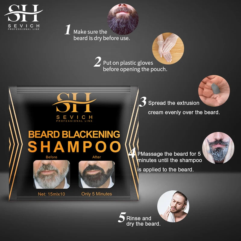 3‑Minute Black Beard Dye Cream – Fast Natural Beard Color Shampoo for Gray Coverage