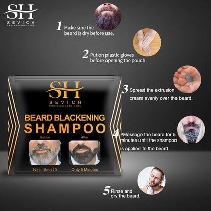 3‑Minute Black Beard Dye Cream – Fast Natural Beard Color Shampoo for Gray Coverage
