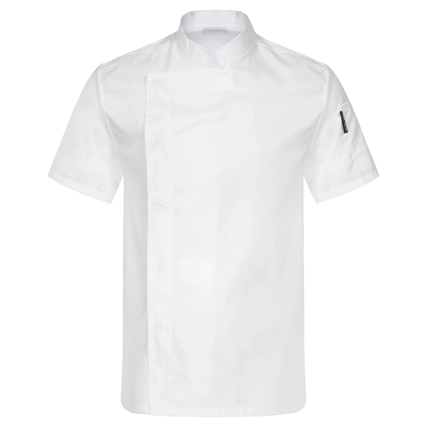 Mens Womens Stand Collar Short Sleeve Chef Coat Working Kitchen Uniform for Cafe Bakery Western Restaurant Hotel Work Wear