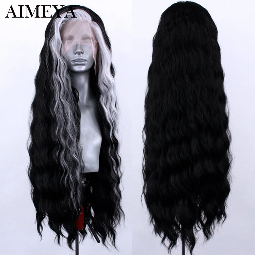AIMEYA Synthetic Lace Front Wigs for Women Natural Hairline Long Brown Wig Pre Plucked Cosplay