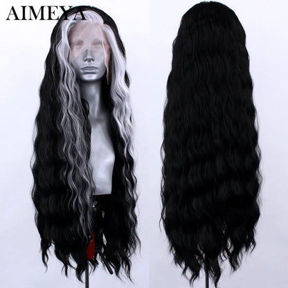 AIMEYA Synthetic Lace Front Wigs for Women Natural Hairline Long Brown Wig Pre Plucked Cosplay