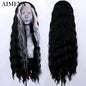 AIMEYA Synthetic Lace Front Wigs for Women Natural Hairline Long Brown Wig Pre Plucked Cosplay