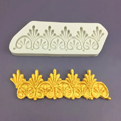 Silicone World DIY Baking Fondant Silicone Mold Handmade Sugar Flipping Cake Edge Decoration Mold Totem Gemstone Relief Mould