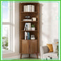 66.7" Walnut Corner Cabinet with Fluted Doors