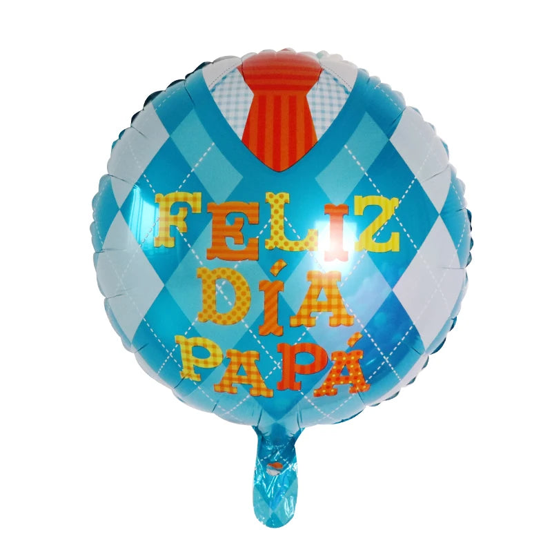 10pcs 18Inch Spanish English Happy Father's Day Foil Helium Balloon Feliz Dia Super Papa Air Globos Party Decoration Gift Baloes