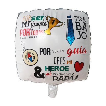 10pcs 18Inch Spanish English Happy Father's Day Foil Helium Balloon Feliz Dia Super Papa Air Globos Party Decoration Gift Baloes