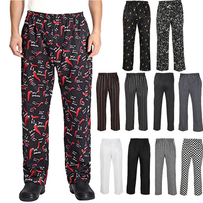 Unisex Chef Pants (Lightweight Baggy Cook Trousers with Elastic Waist)
