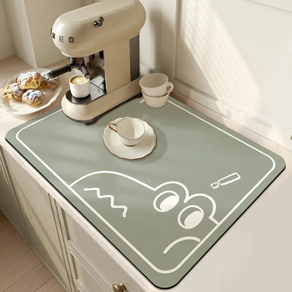 Super Absorbent Large Drying Mat – Anti‑Slip Quick‑Dry Pad for Kitchen, Coffee Station, Bathroom & Tableware