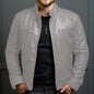 Men's Biker Leather Jacket Stand-up Collar Punk Leather Jacket Men