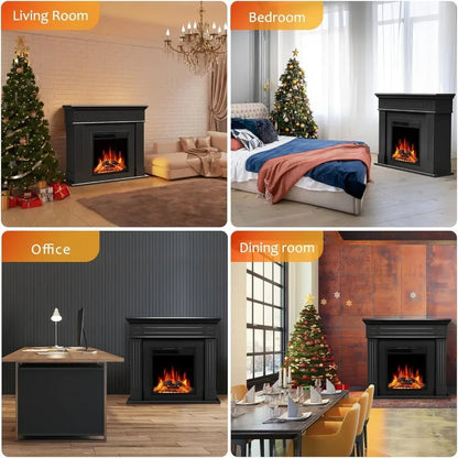 43" Electric Fireplace TV Stand — LED Flame & Heater