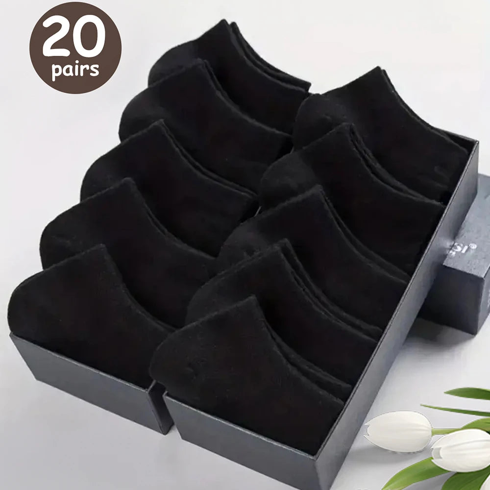 10/20/40 Pairs Men's Boat Socks Sweat Absorption Ankle