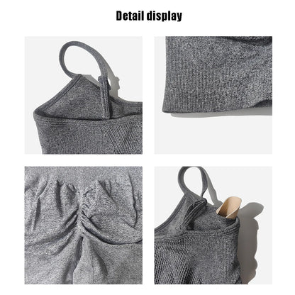 Women Fitness One Piece Strap Tummy Control Padded Sports Bra Rompers