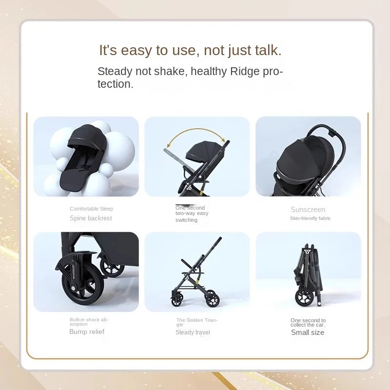 Lightweight Two‑Way Baby Stroller – High‑Landscape Newborn Four‑Wheel