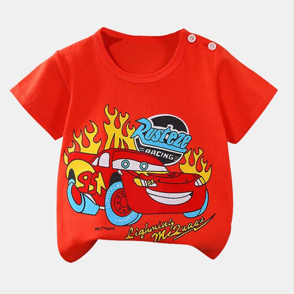 Children's  Cartoon Print T-Shirt  Short Sleeve 100% Cotton