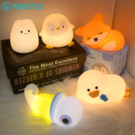 Silicone Night Light – Soft Dimmable LED Squishy Animal Bedside Lamp for Nursery & Gift Giving