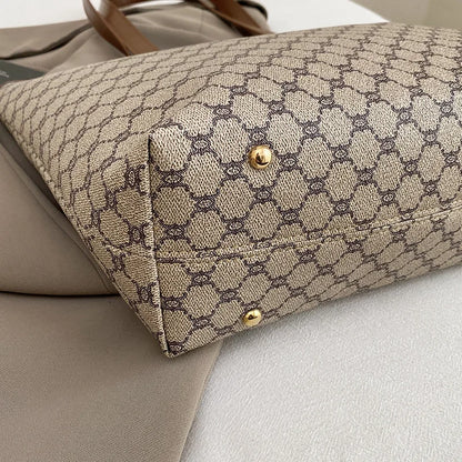 Classic Women Tote Bag, Synthetic Leather Geometric Design for Women Handbag Shoulder Bag, Large Capacity Shopping Travel Bag