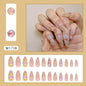 24pcs White Flower Fake Press on Nail Tips Yellow Pink Blush Full Cover Almond Shaped