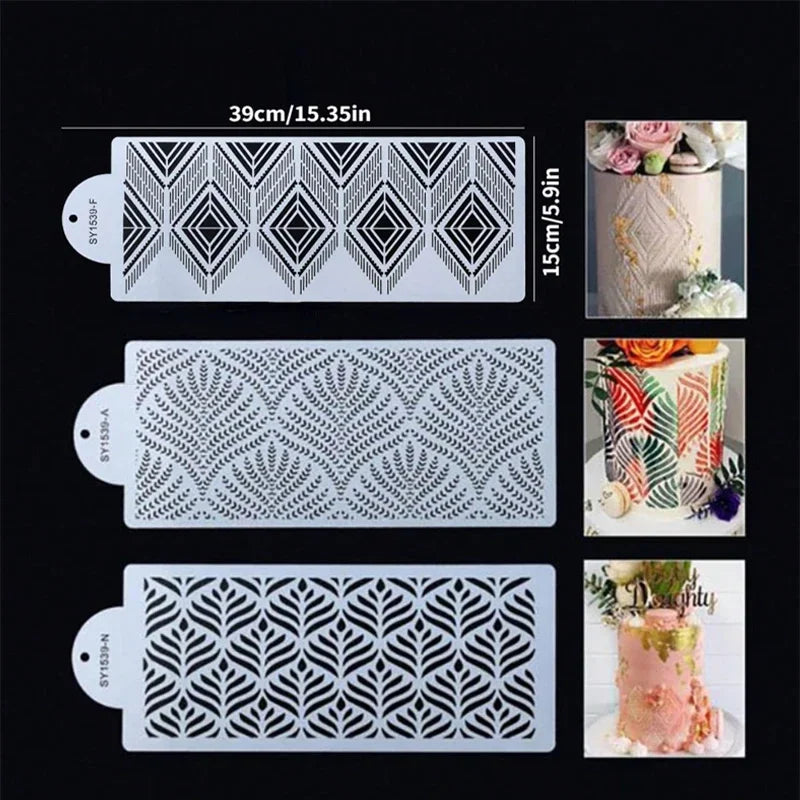 10PCS/set DIY Fondant Stencil Reusable Cake Decorating Stencil Plastic Spray Mold Stencils Cake Drawing Painting Decorating tool