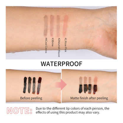 4 Colors Peel-Off Lip Liner, Waterproof, Transfer-proof Lipstick, Tattoo Waterproof, Long-Lasting Matte Velvet Lip Tint