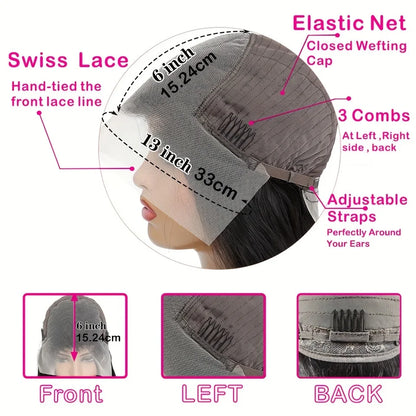 13×6 HD Transparent Straight Lace Front Wig (200% Density · Glueless · Pre‑Plucked)