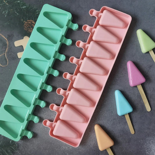 8 Cavities Triangle Silicone Ice Cream Mold DIY Geometry Chocolate Cake Candy Jelly Ice Baking Mould Soap Candle Making Set Gift