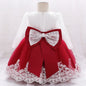 Long Sleeve Baby Girls Dress Newborn White Baptism Tulle Party Wedding 1st Birthday Princess Dresses Infant Girls Bow Prom Gown