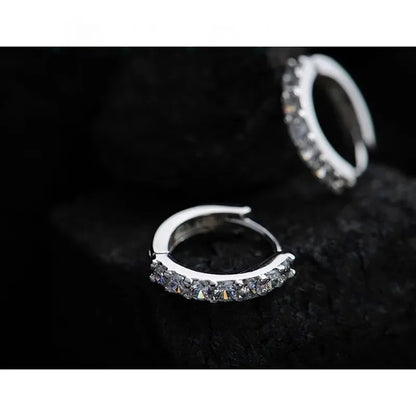 Women Romantic 925 Sterling Silver Plated Rhinestone Crystal Hoop Earrings