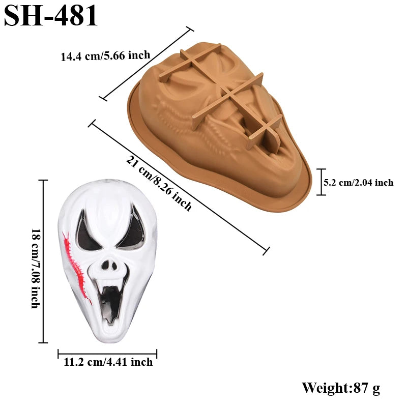 Halloween Mask Design Cake Mold Skull Design Chocolate Mold Halloween Silicone Cake Mould Kitchen Bakeware Dessert Tools