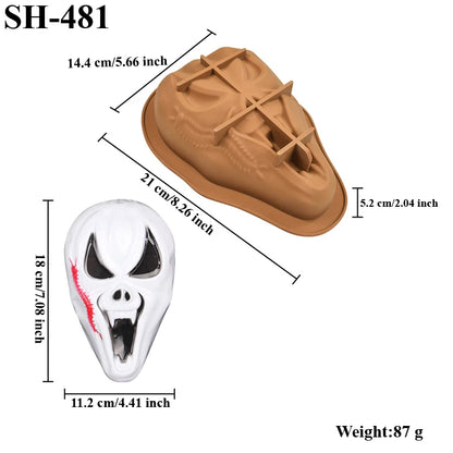 Halloween Mask Design Cake Mold Skull Design Chocolate Mold Halloween Silicone Cake Mould Kitchen Bakeware Dessert Tools