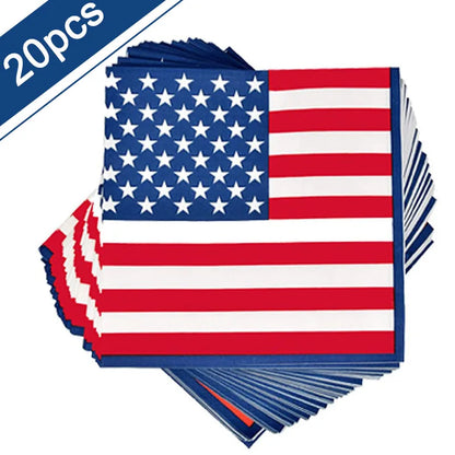 Independence Day Party Disposable Cutlery American Flag Plate Paper Cup For USA Birthday Party Supplies Patriotic Decorations
