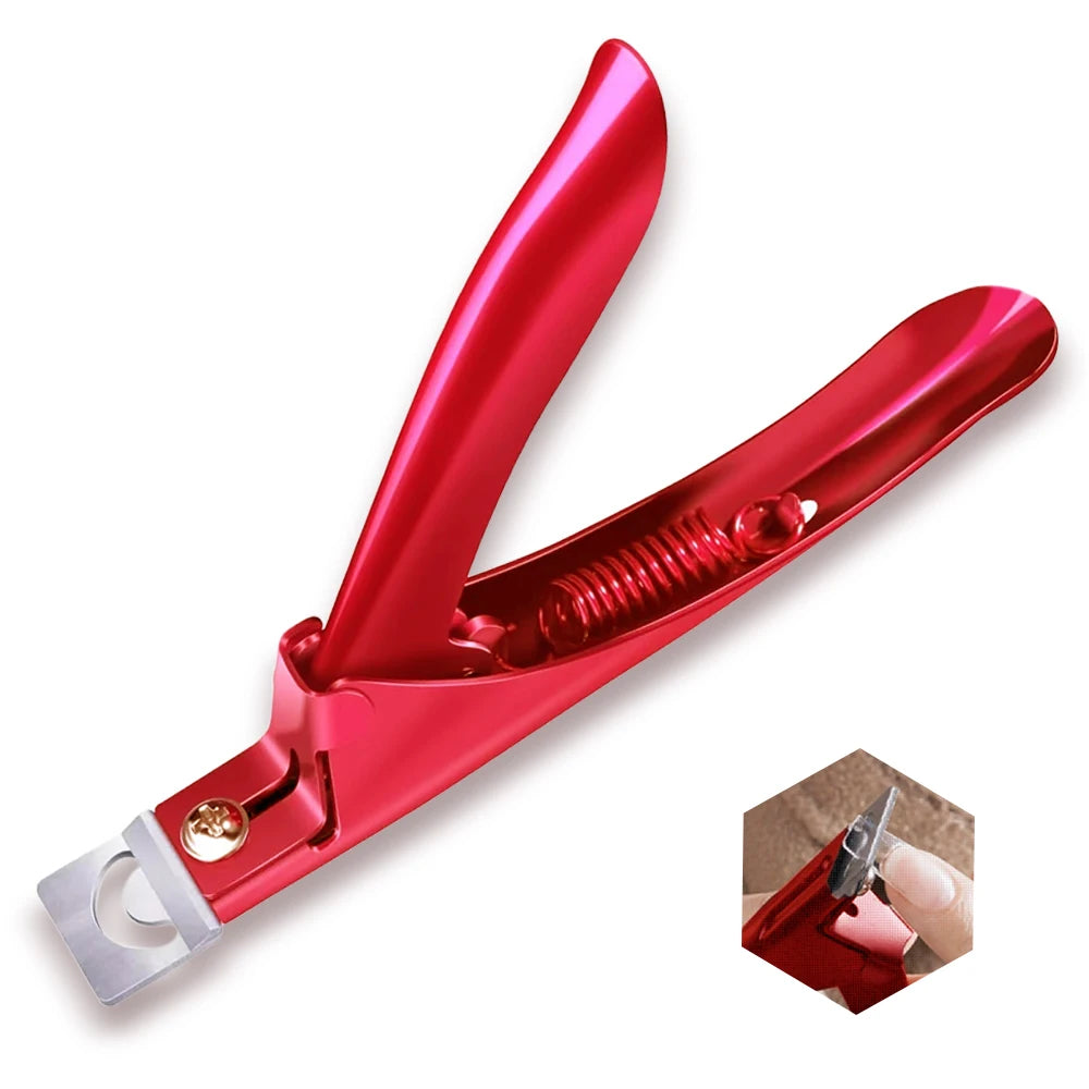 Acrylic Nail Cutter Kit - Stainless Steel Clipper and Scissors for U-Word False Tips, Manicure Tools Set with Straight Cut and 12pcs Magnet