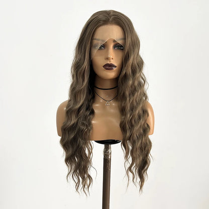 AIMEYA Synthetic Lace Front Wigs for Women Natural Hairline Long Brown Wig Pre Plucked Cosplay