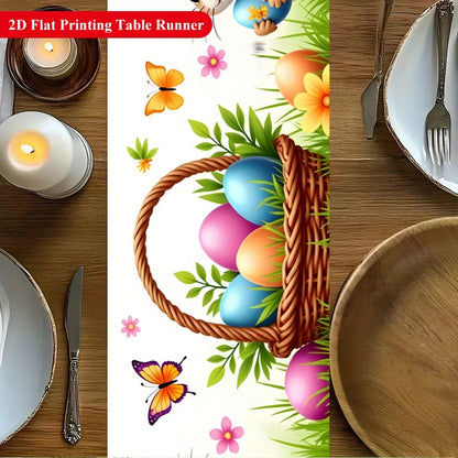 1Pc Easter Bunny Egg Table Runner Cartoon Cute Pet Holiday Table Decor Cloth Party Scene Arrangement Long Tablecloth