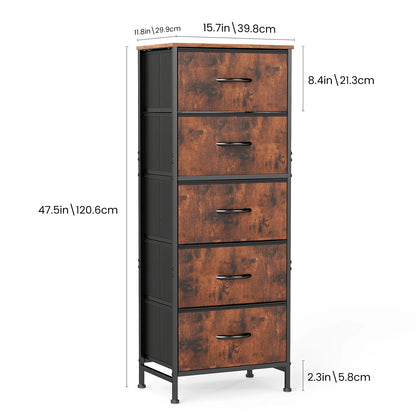 5‑Drawer Fabric Cabinet – 48" Living Room Storage