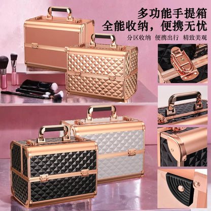 Three‑Layer Portable Cosmetic Storage Case (Waterproof · Metallic · Urban Simplicity)