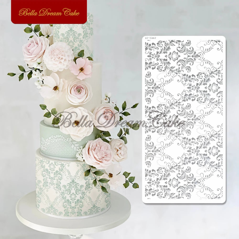 Various Flower Leaf Design Fondant Cake Stencil DIY Royal Cream Border Mold PET Drawing Template Cake Decorating Tools Bakeware