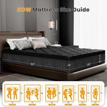 14" Twin XL Hybrid Mattress — Cooling Gel Memory Foam & Pocket Springs